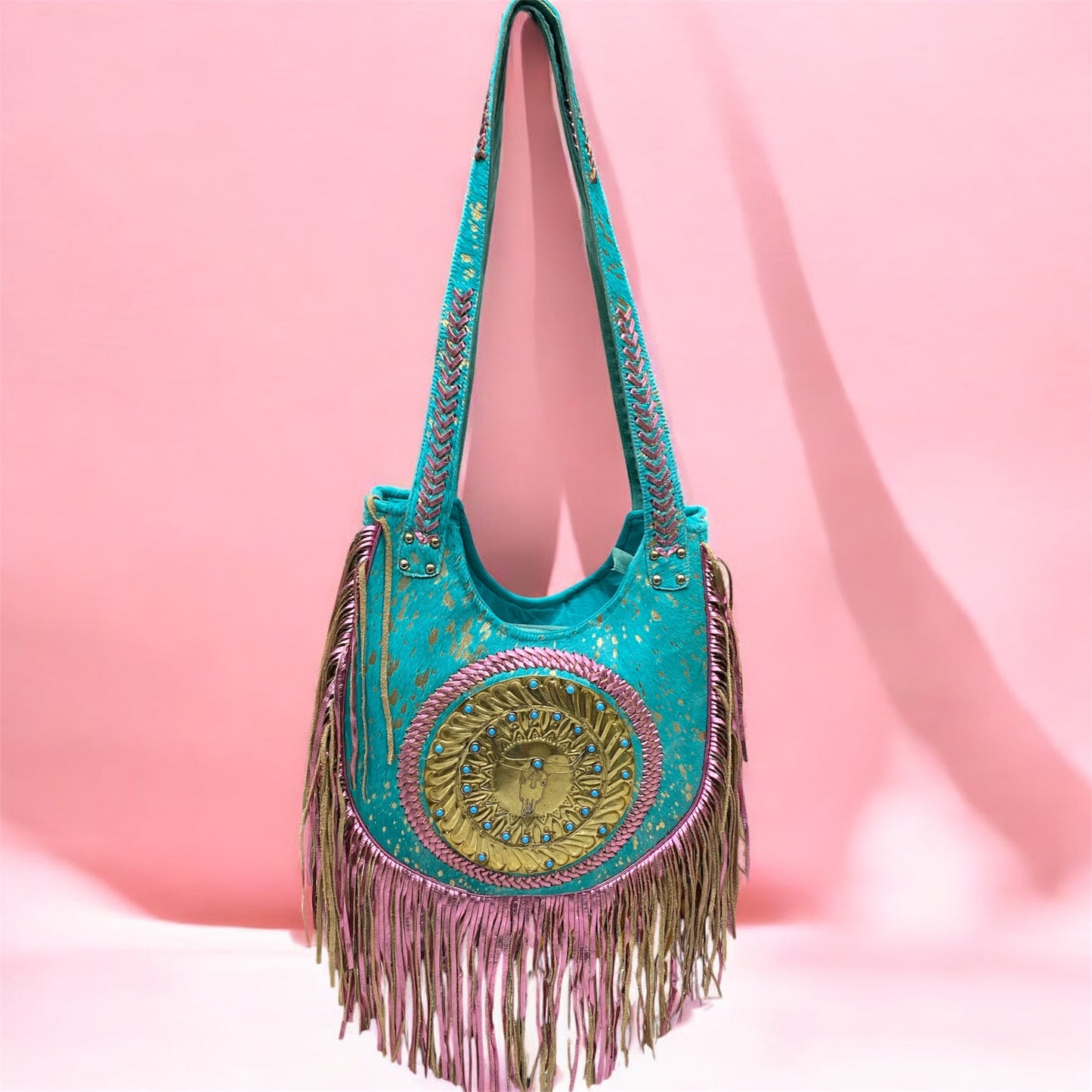 BOHO CHIC IBIZA BOHEMIAN BAG WITH BLACK FRINGES | 2 colors