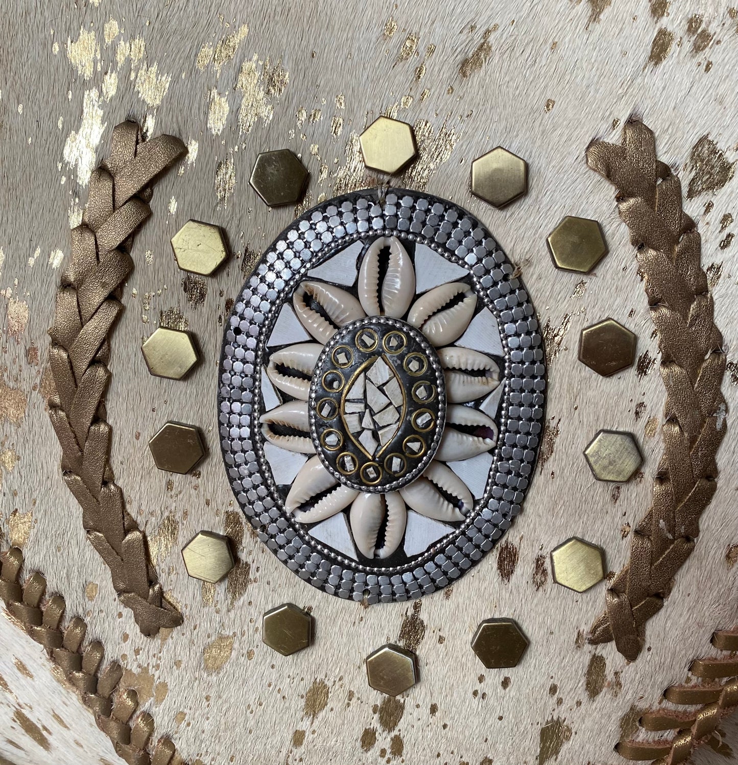 LARGE BOHO CHIC WHITE LEATHER CROSSBODY BAG