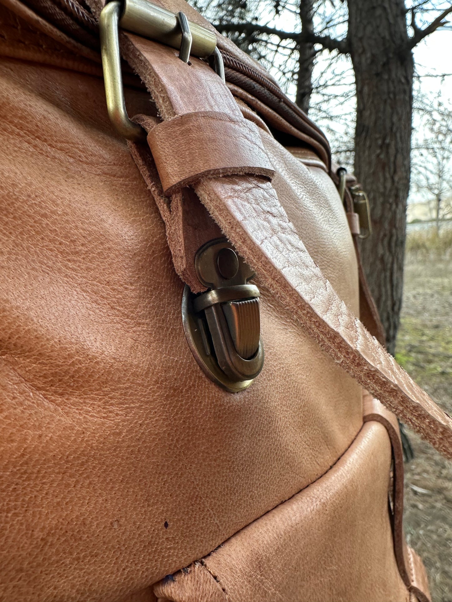 BOY'S BACKPACK IN GENUINE LEATHER, NATURAL COLOR