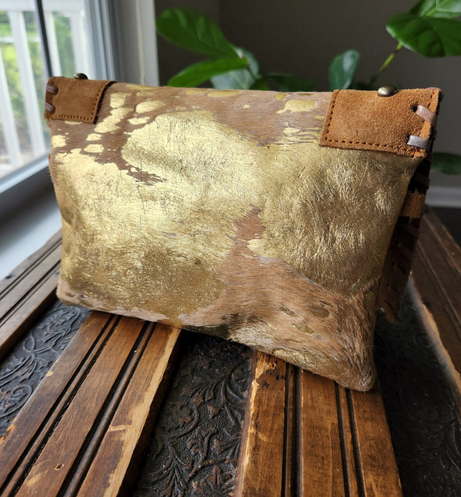 CARTERA DE MANO BOHO CHIC PIEL INDIA CABEZA DE BÚFALO | variación de colores