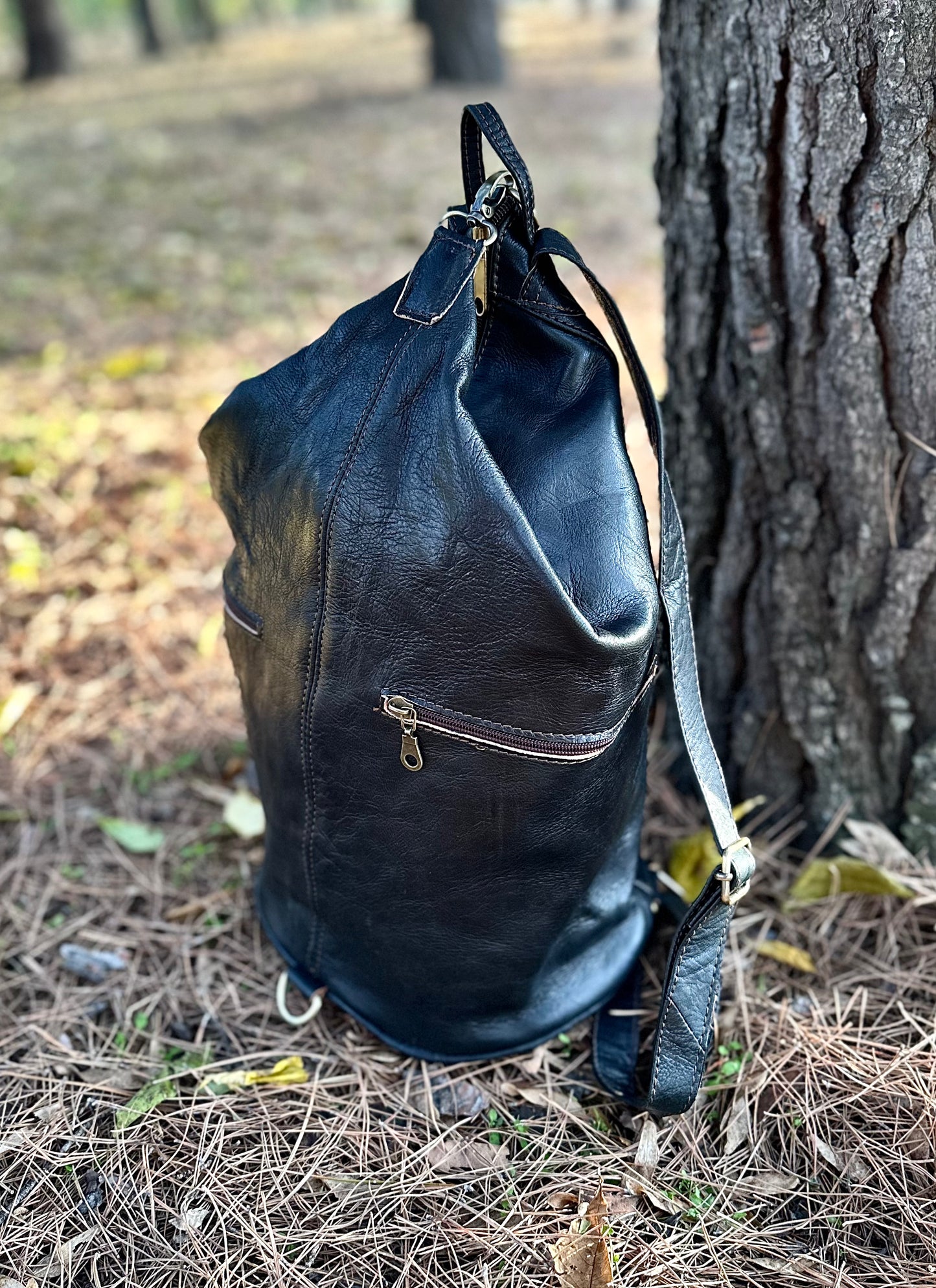 MOCHILA DE CUERO CON CIERRE ANTIRROBO VINT MARRÓN | 4 colores