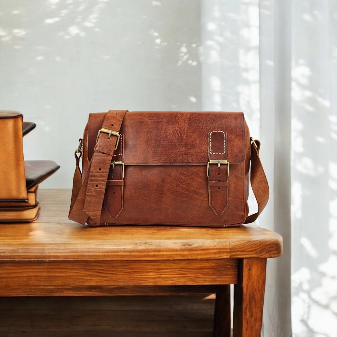 MALETÍN DE ORDENADOR VINTAGE DE CUERO PARA HOMBRE CON BANDOLERA | 2 colores