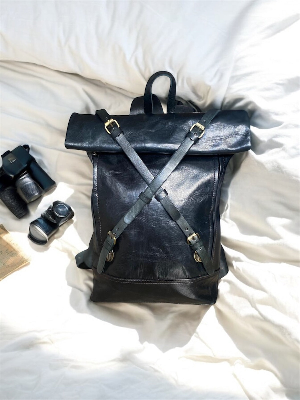 MOCHILA GRANDE DE CUERO VINTAGE MARRÓN TEJA OSCURO | 3 colores
