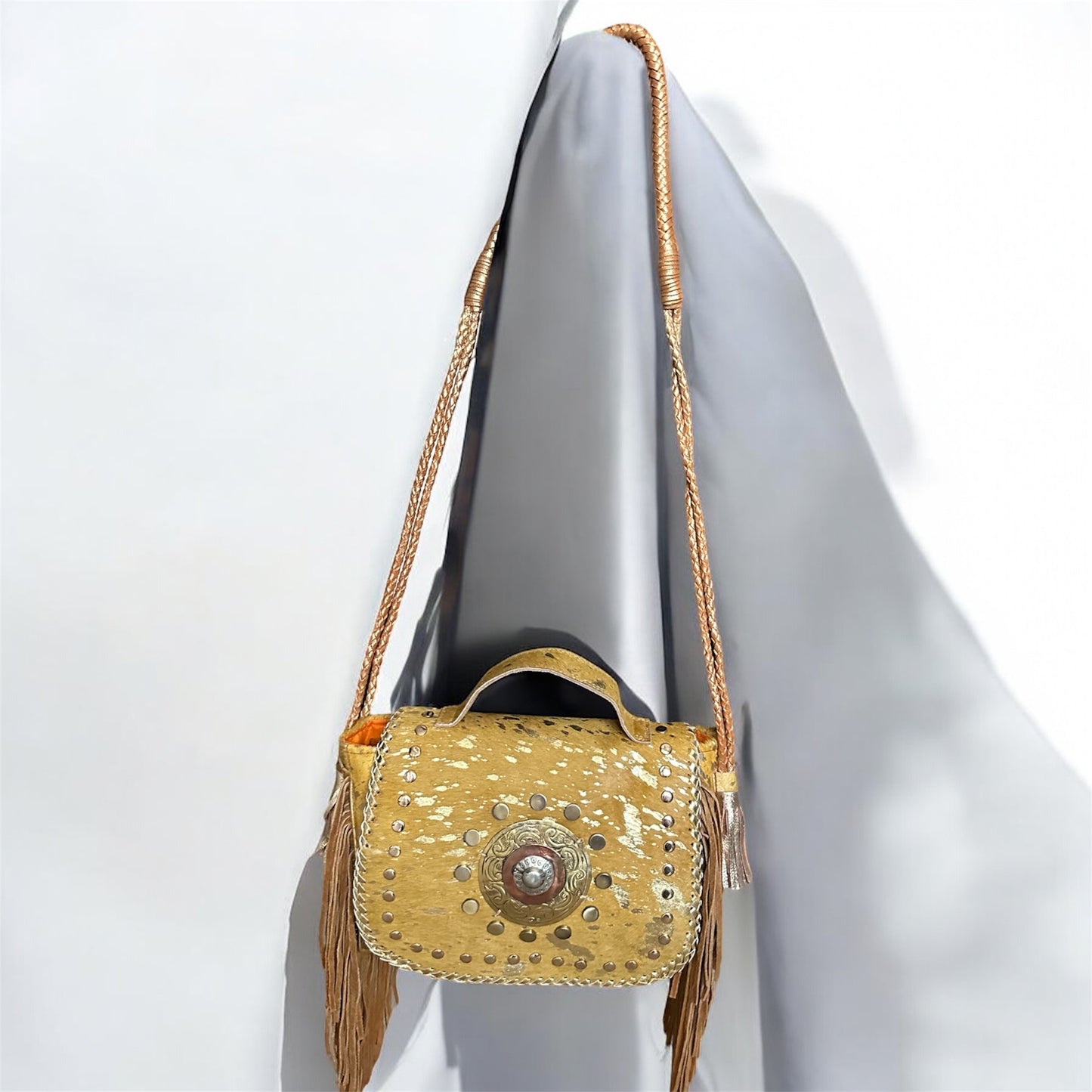 BOLSO DE PIEL INDIA ESTILO BOHO CHIC BLANCO | 4 colores