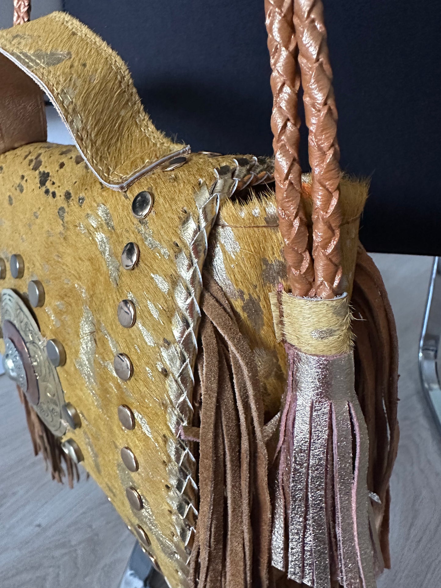 BOLSO DE PIEL INDIA ESTILO BOHO CHIC BLANCO | 4 colores