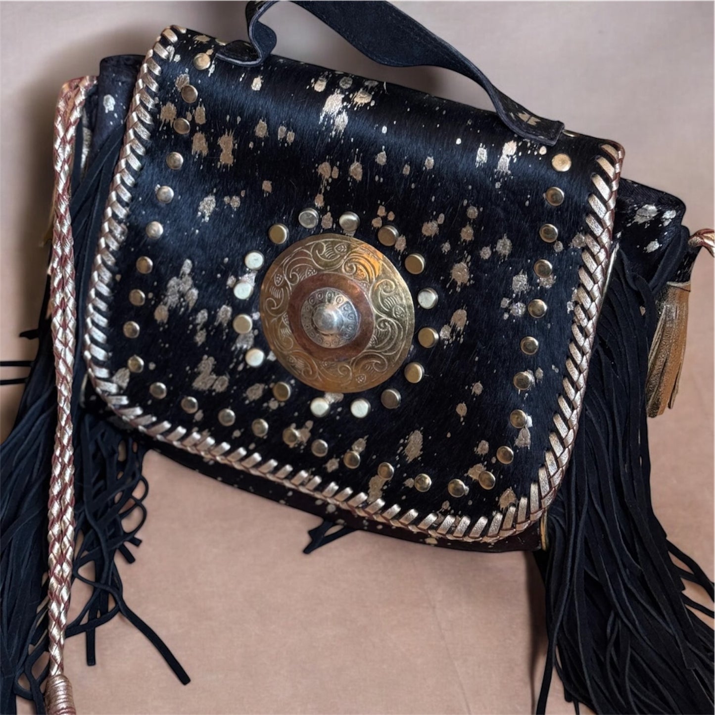 BOLSO DE PIEL INDIA ESTILO BOHO CHIC BLANCO | 4 colores