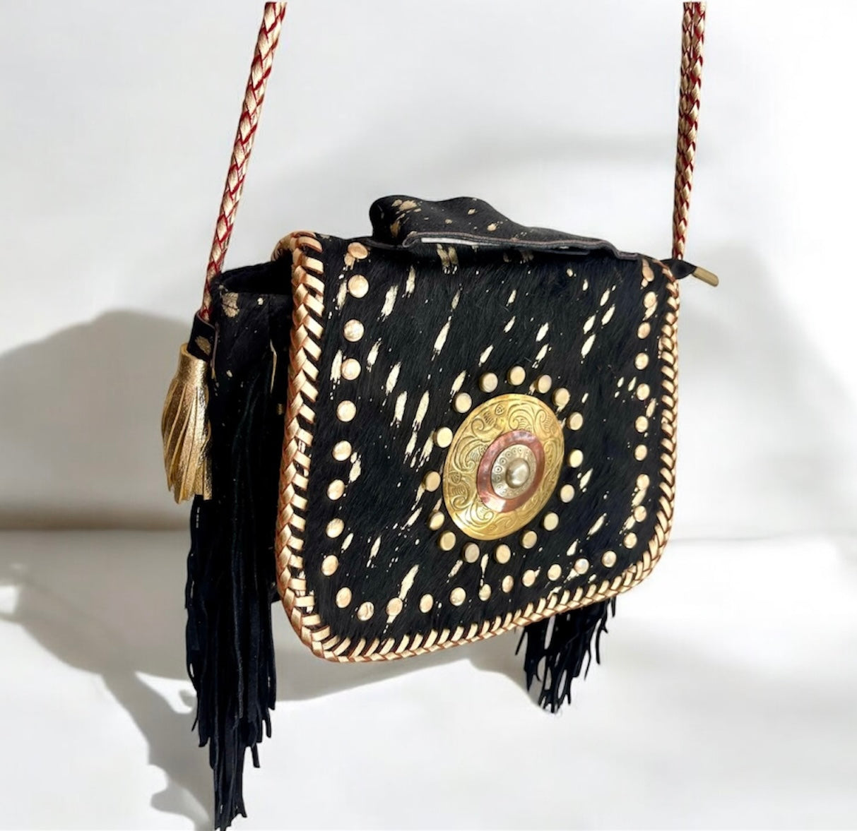 BOLSO DE PIEL INDIA ESTILO BOHO CHIC BLANCO | 4 colores