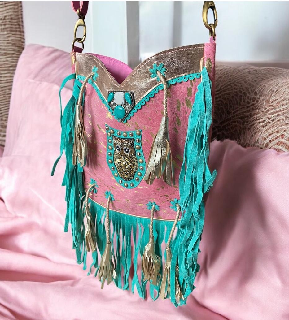 SAC BOHÈME EN CUIR INDIEN HIBOU | 2 couleurs