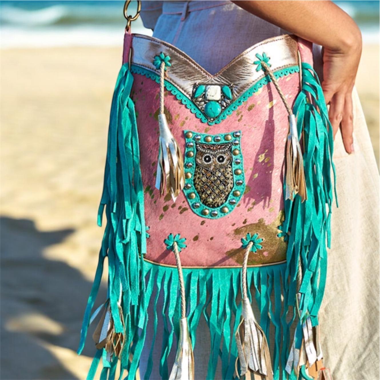 SAC BOHÈME EN CUIR INDIEN HIBOU | 2 couleurs