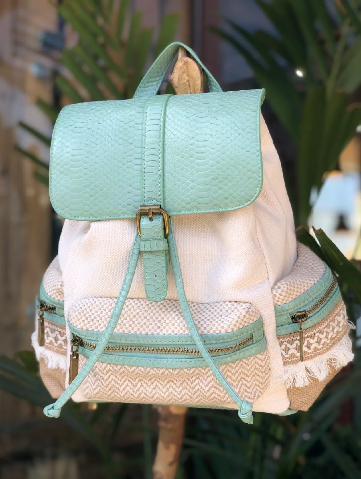 MOCHILA DE LONA CUERO VEGANO SERPIENTE | 4 colores