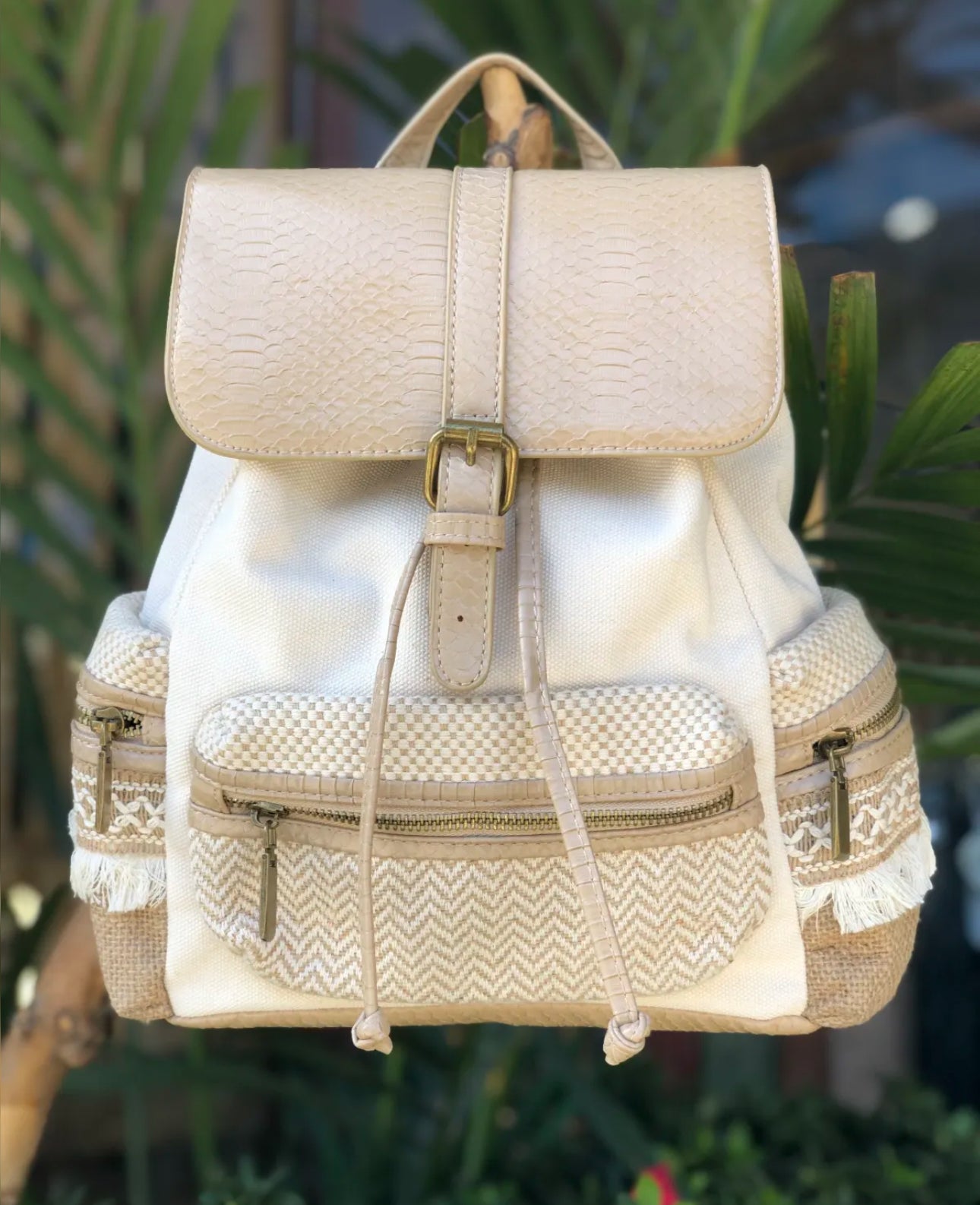 MOCHILA DE LONA CUERO VEGANO SERPIENTE | 4 colores