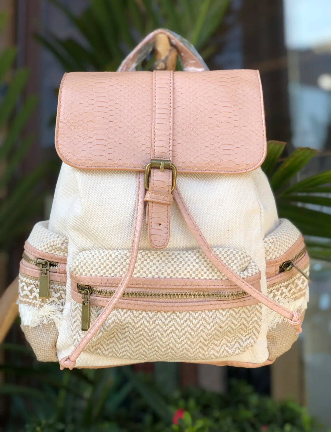 MOCHILA DE LONA CUERO VEGANO SERPIENTE | 4 colores