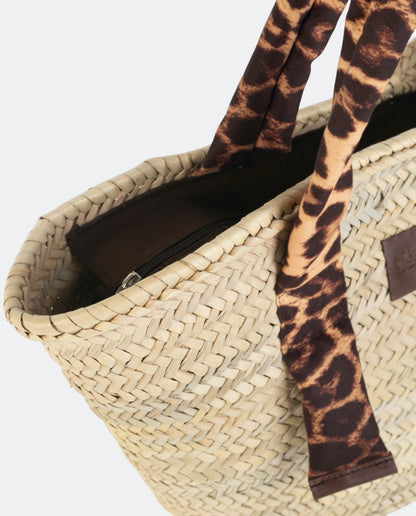 SACO DE PALMA LEOPARDO COM ESTAMPA ANIMAL | 2 tamanhos