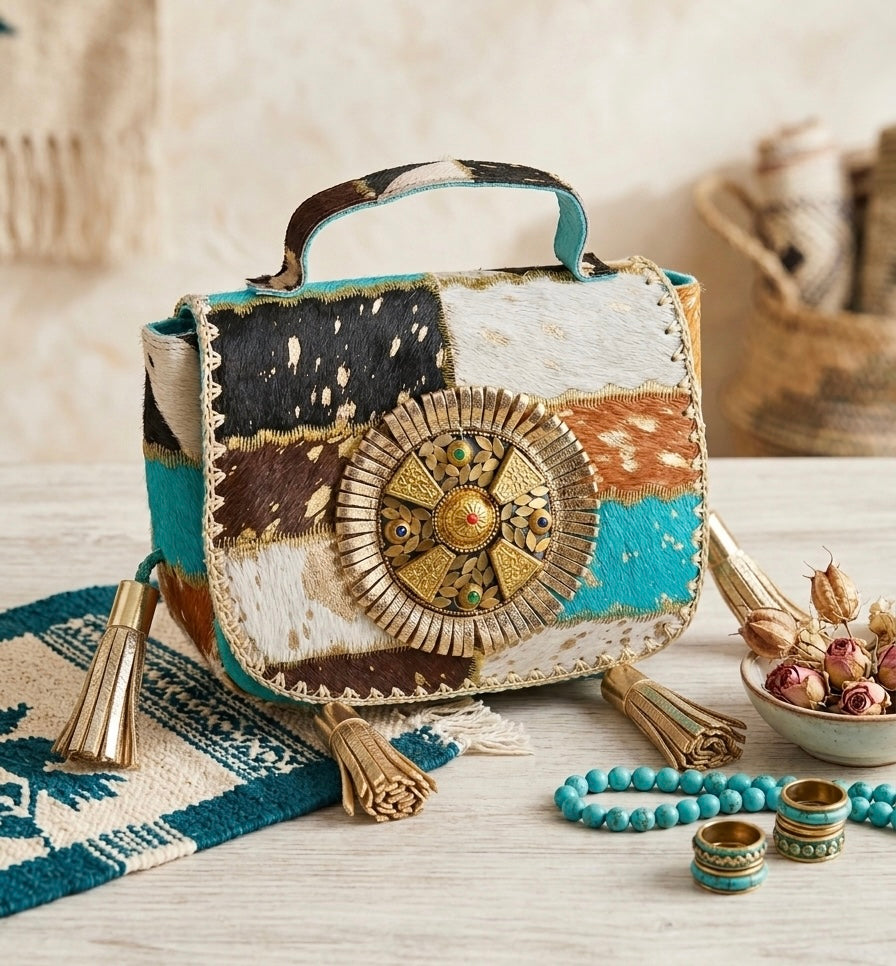 BOLSO DE PIEL ESTILO BOHO CHIC ANIMAL PRINT | Colores y combinaciones mixtas