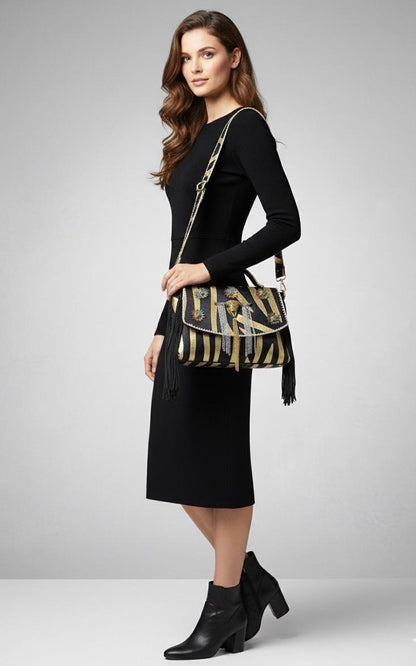 BOLSO BOHO CHIC DE PIEL INDIA CEBRA | 2 colores