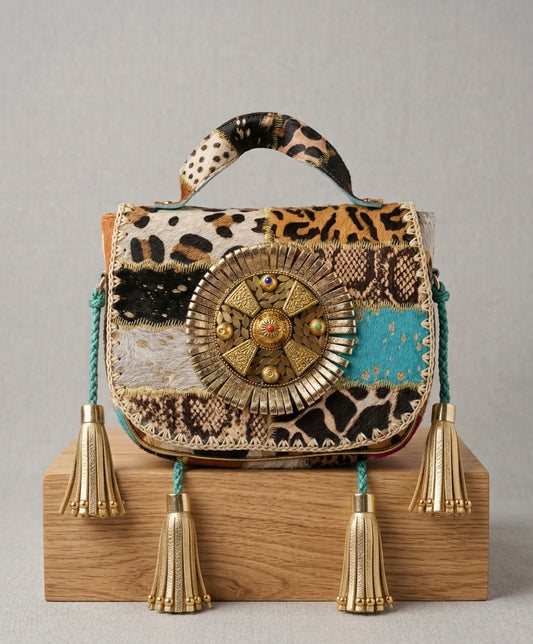 BOLSO DE PIEL ESTILO BOHO CHIC ANIMAL PRINT | Colores y combinaciones mixtas