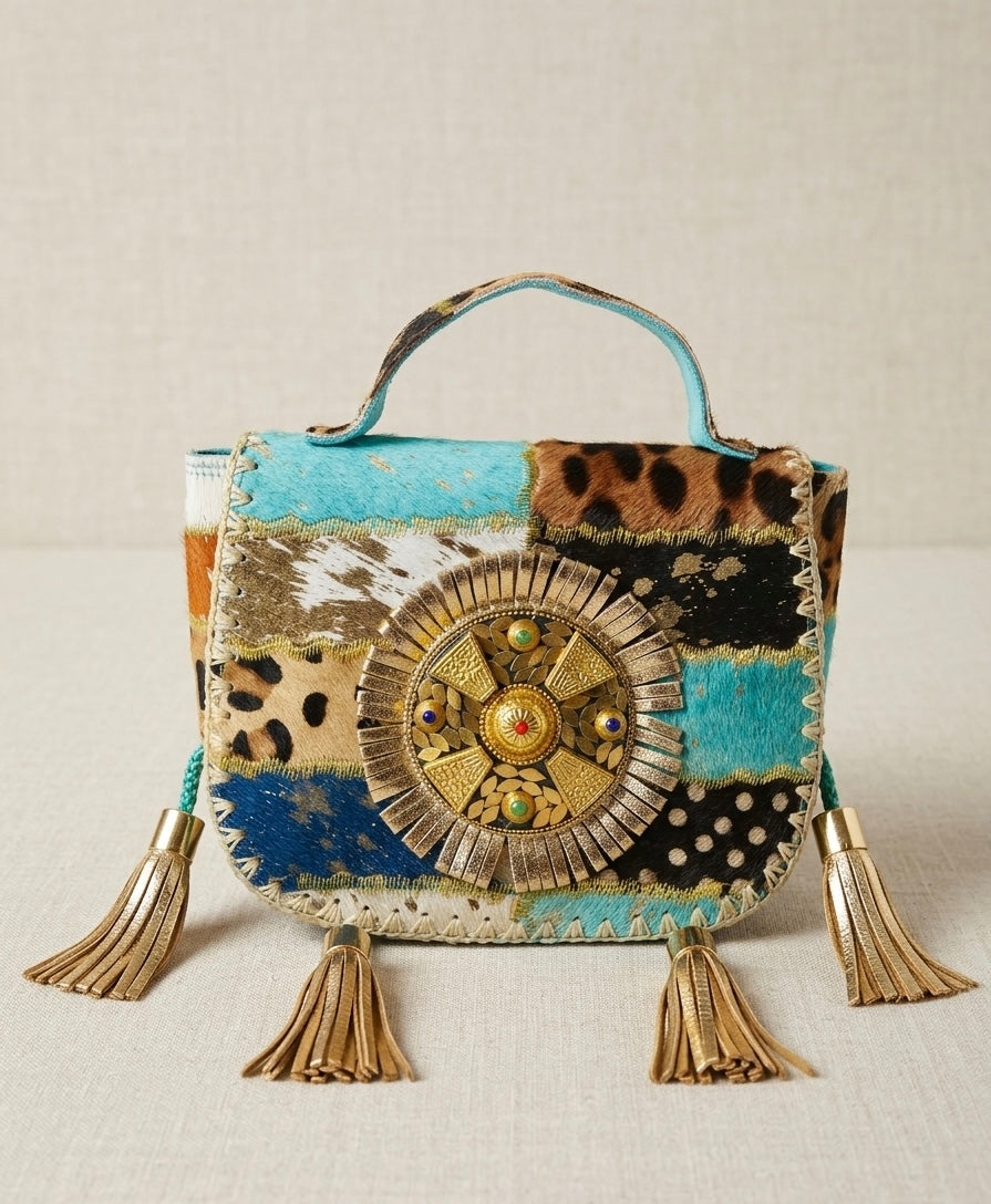 BOLSO DE PIEL ESTILO BOHO CHIC ANIMAL PRINT | Colores y combinaciones mixtas