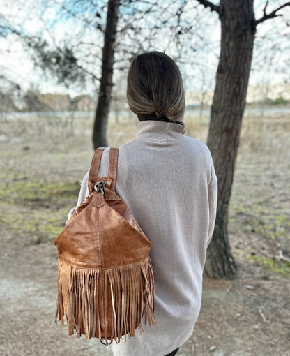 MOCHILA DE CUERO VINT CON FLECOS ANTIRROBO NATURAL | 4 colores