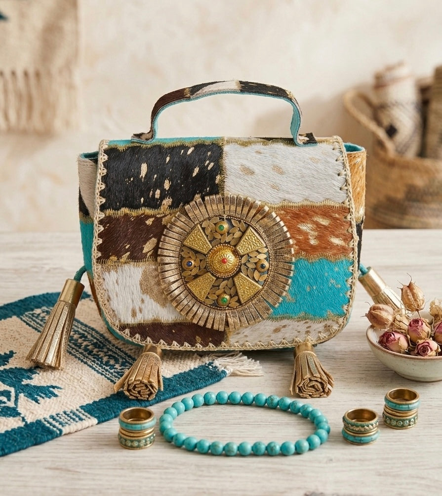 BOLSO DE PIEL ESTILO BOHO CHIC ANIMAL PRINT | Colores y combinaciones mixtas