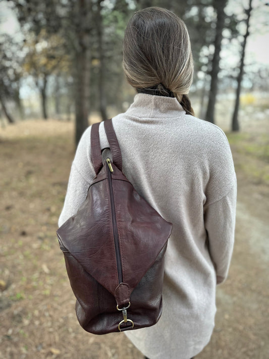 MOCHILA DE CUERO CON CIERRE ANTIRROBO VINT MARRÓN MUY OSCURO | 4 colores
