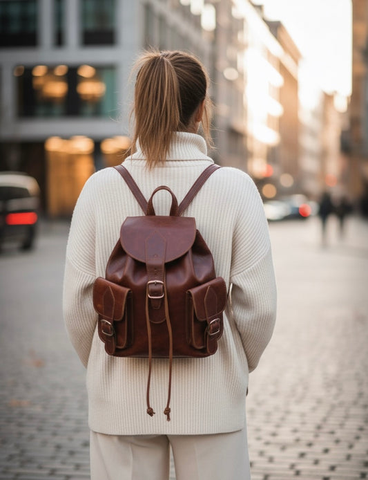 MOCHILA DE CUERO PEQUEÑA VALLE MARRÓN TEJA | 3 colores