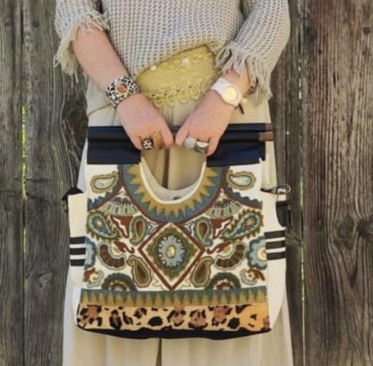 SAC EN CUIR ETHNIQUE BOHO
