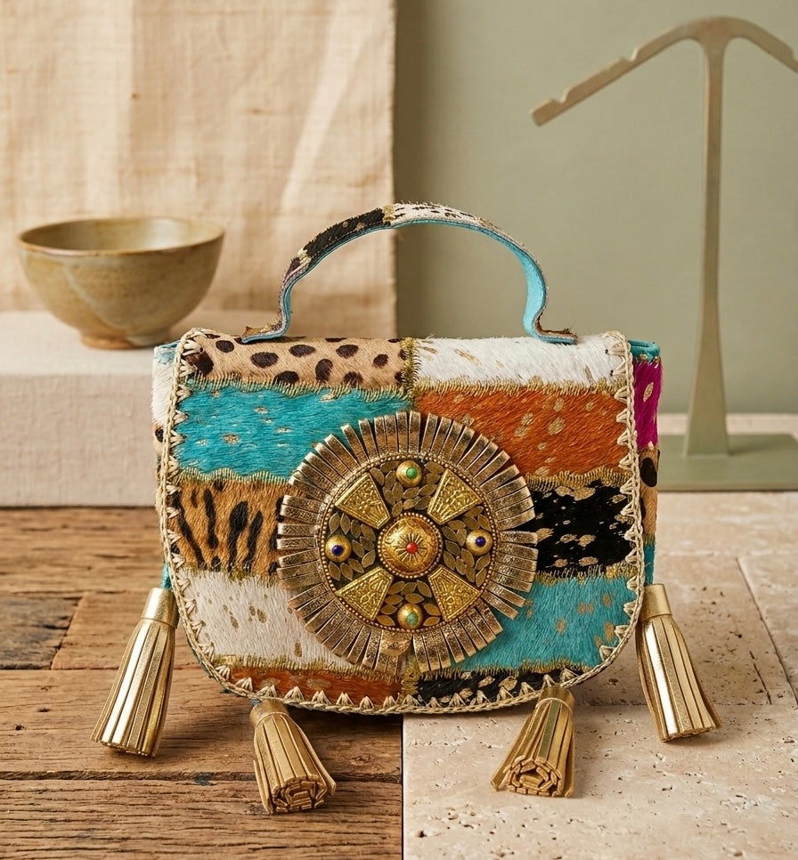 BOLSO DE PIEL ESTILO BOHO CHIC ANIMAL PRINT | Colores y combinaciones mixtas