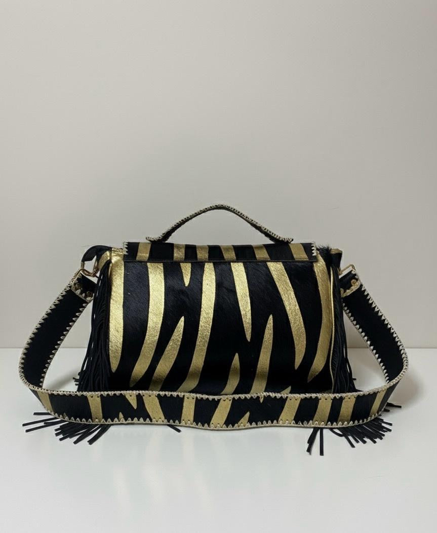 BOLSO BOHO CHIC DE PIEL INDIA CEBRA | 2 colores