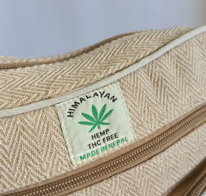 BANDOLERA-MOCHILA DE CÁÑAMO MEDIANA BEIGE NATURAL