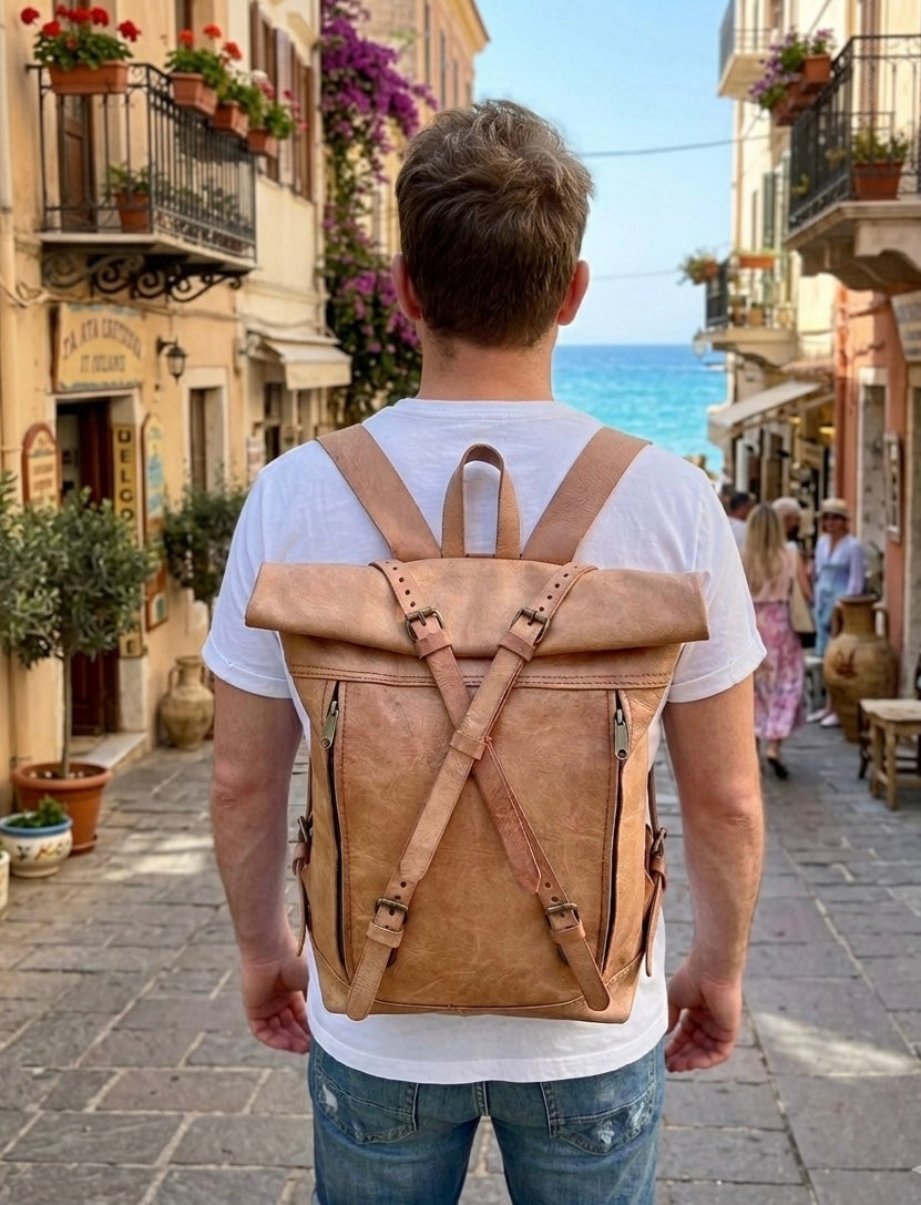 MEDIUM VINTAGE LEATHER BACKPACK | MEN'S BACKPACKS