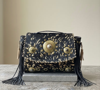 BOLSO BOHEMIO PIEL INDIA NEGRO | 4 colores