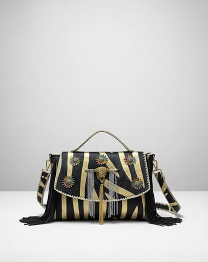 BOLSO BOHO CHIC DE PIEL INDIA CEBRA | 2 colores