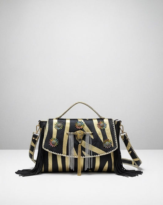 BOLSO BOHO CHIC DE PIEL INDIA CEBRA | 2 colores