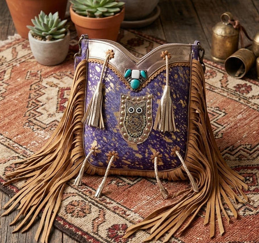 BOLSO BOHEMIO BÚHO DE PIEL INDIA | 3 colores