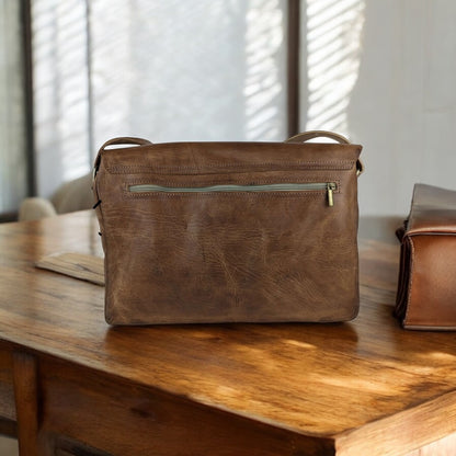 MALETÍN DE ORDENADOR VINTAGE DE CUERO PARA HOMBRE CON BANDOLERA | 2 colores