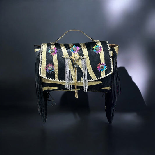 BOLSO BOHO CHIC DE PIEL INDIA CEBRA