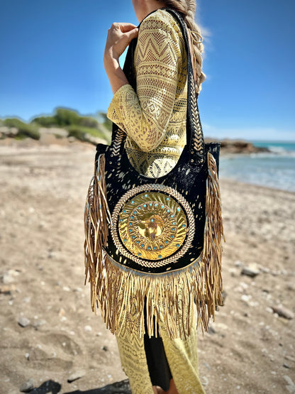 BOLSO BOHO CHIC IBIZA BOHEMIO CON FLECOS BLANCO | 2 colores