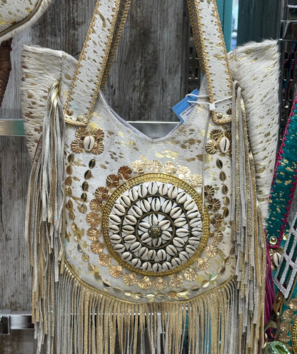 BOHO CHIC BAG WITH FRINGES AND SHELLS WHITE | 3 colors