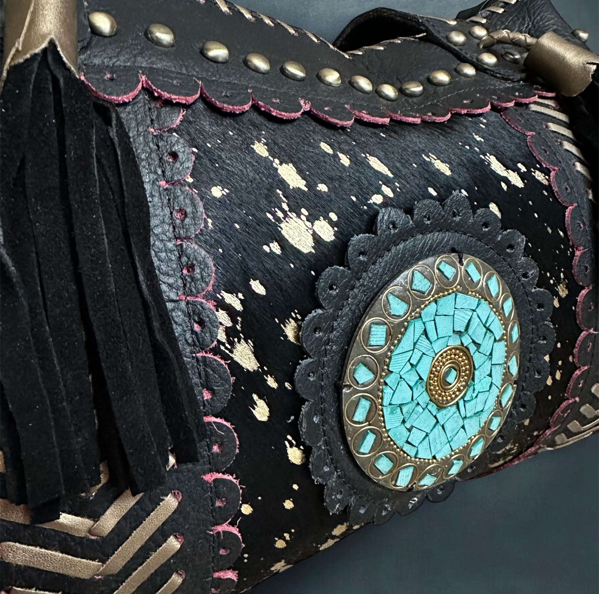 BOLSO GRANDE PIEL AUTENTICA ESTILO BOHO CHIC MODA HIPPIE MUJER