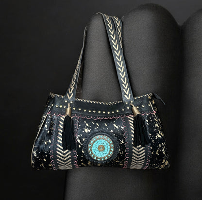 BOLSO ÉTNICO BOHO CHIC GRANDE NEGRO Y DORADO | 2 colores