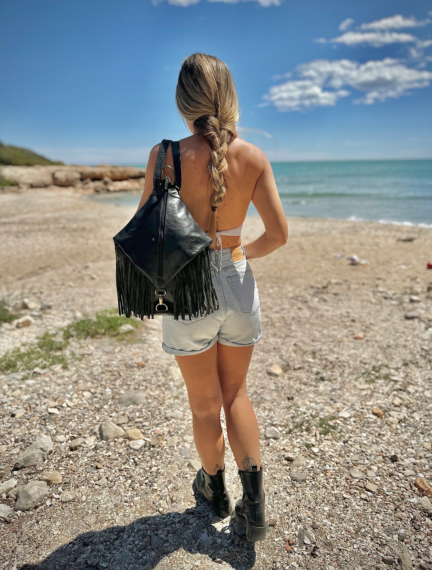 MOCHILA DE CUERO VINT CON FLECOS ANTIRROBO NEGRO | 4 colores
