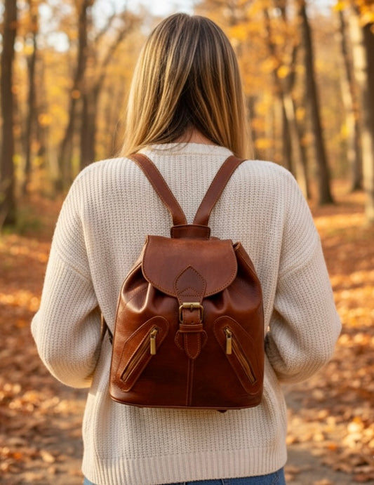 MOCHILA MEDIANA DE CUERO SIERRA MARRÓN | 2 colores y tamaños