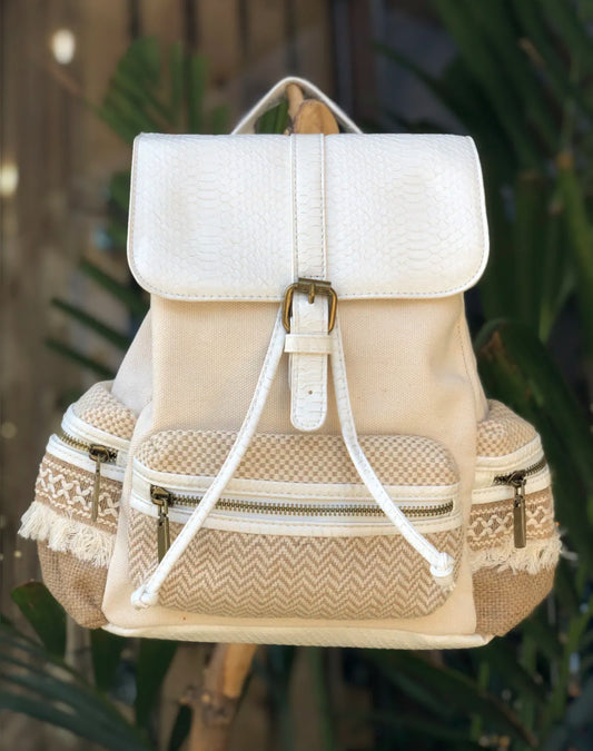 MOCHILA DE LONA CUERO VEGANO SERPIENTE | 4 colores