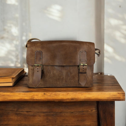 MALETÍN DE ORDENADOR VINTAGE DE CUERO PARA HOMBRE CON BANDOLERA | 2 colores