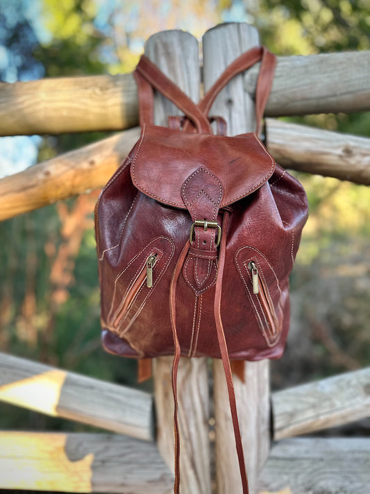 MOCHILA MEDIANA DE CUERO SIERRA MARRÓN | 2 colores y tamaños