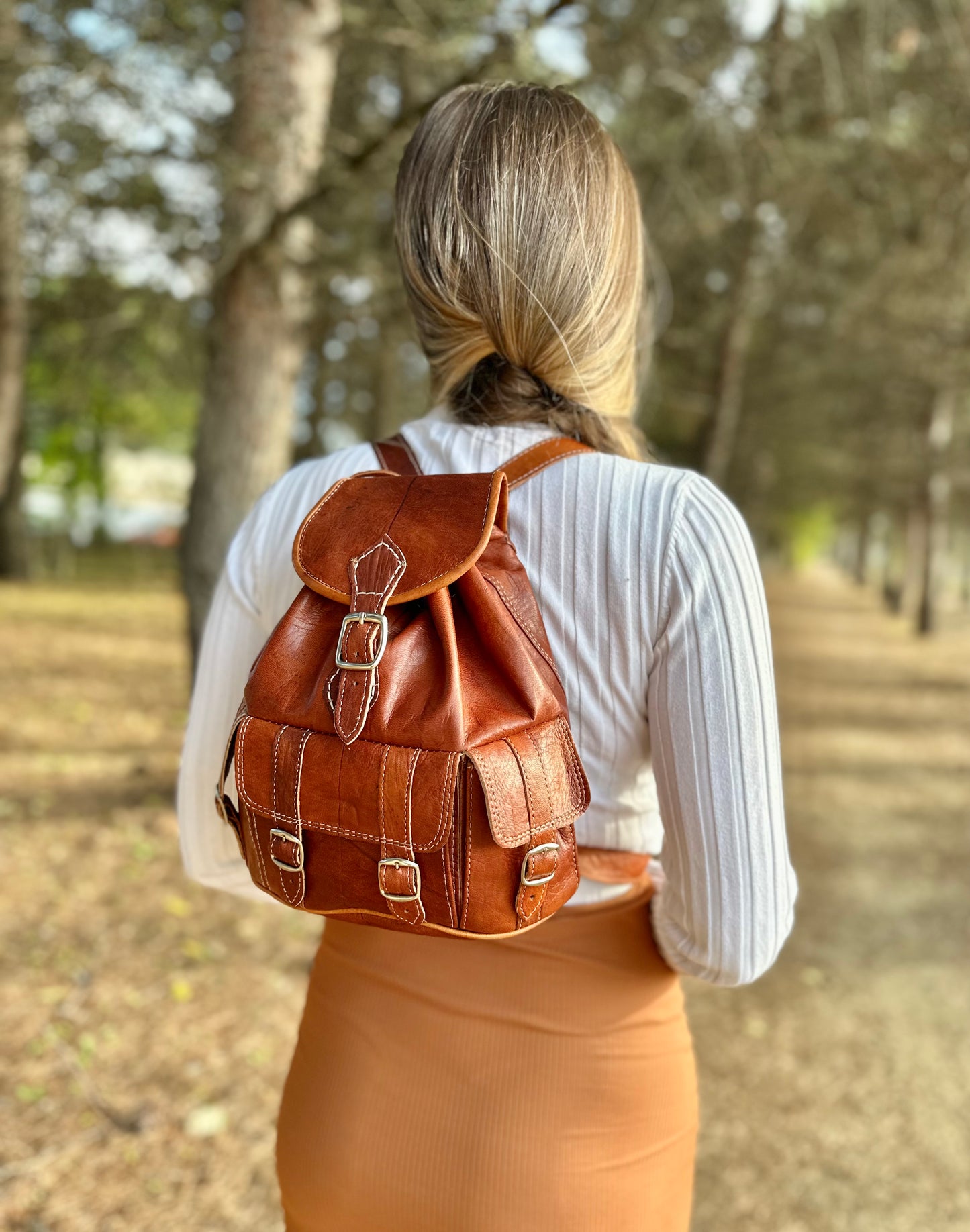 MOCHILA DE CUERO PEQUEÑA SIERRA MARRÓN | 3 colores