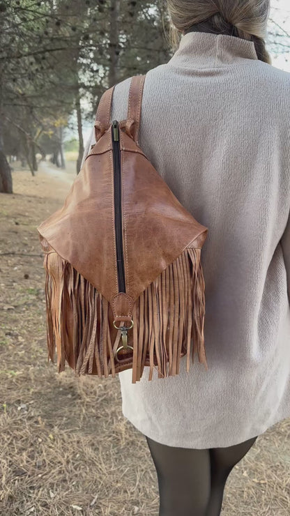 MOCHILA DE CUERO VINT CON FLECOS ANTIRROBO NATURAL | 4 colores